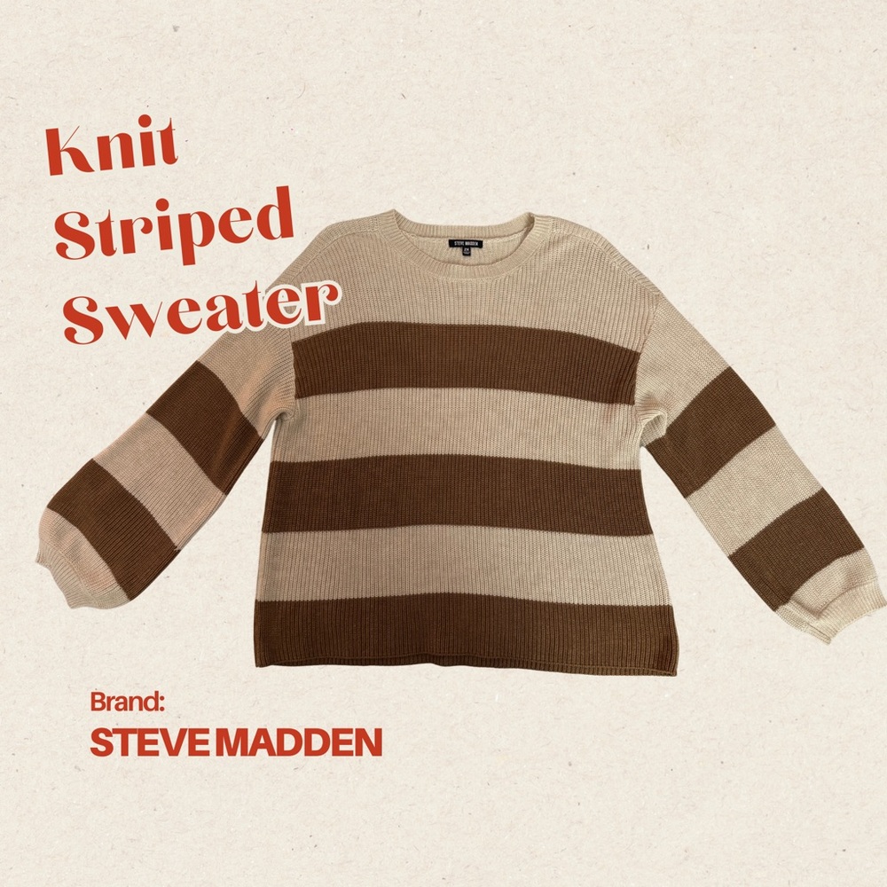 Steve Madden Knit Striped Crewneck Sweater